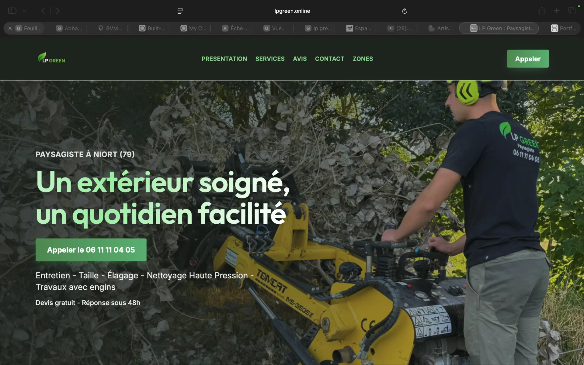 Site internet créé par VIZO pour LP Green, paysagiste à Niort